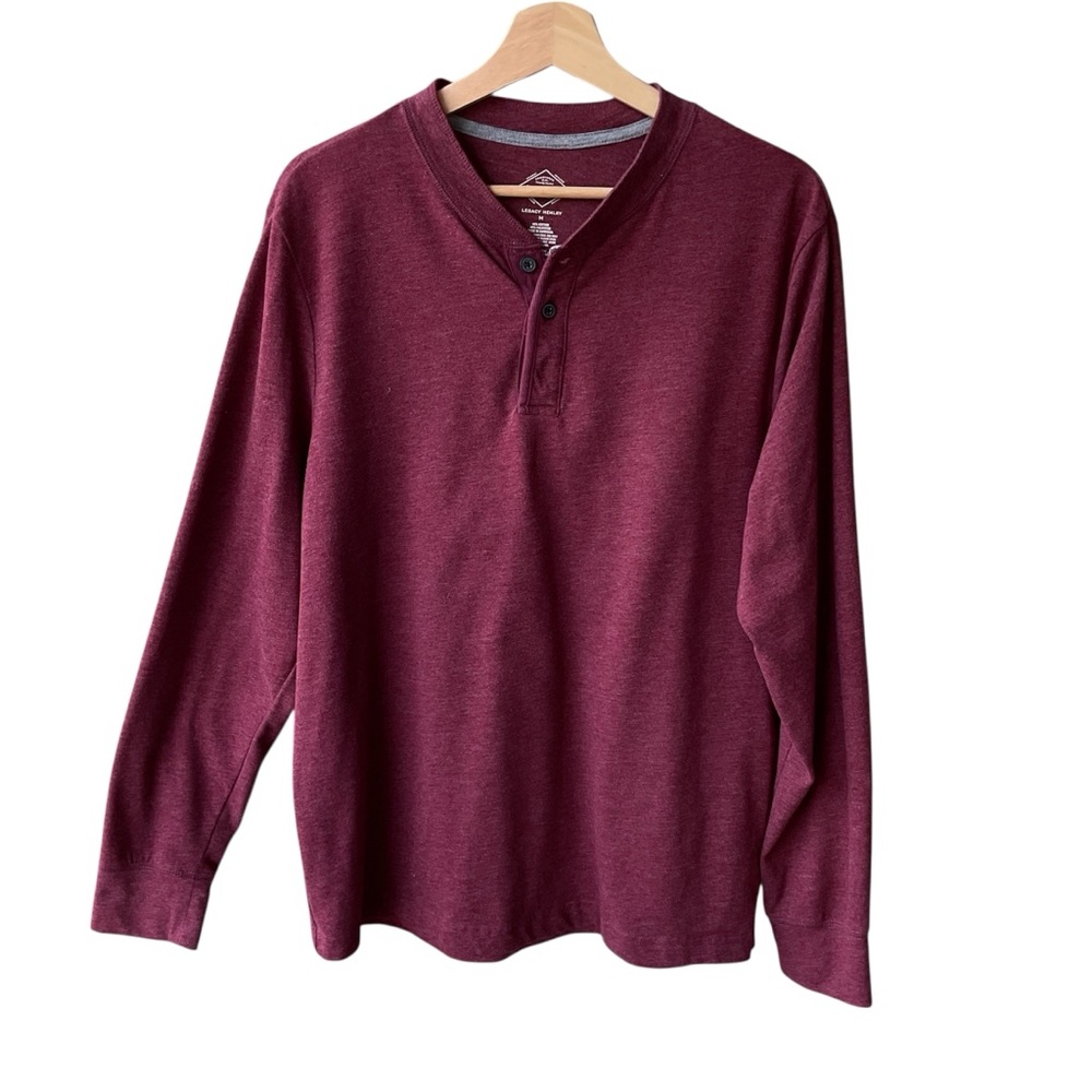 st john’s bay Henley Top Sweater Maroon Red Preppy Casual Business consign Med